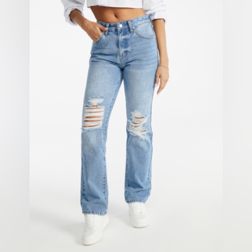 High rise Blue Distressed Women Jeans
